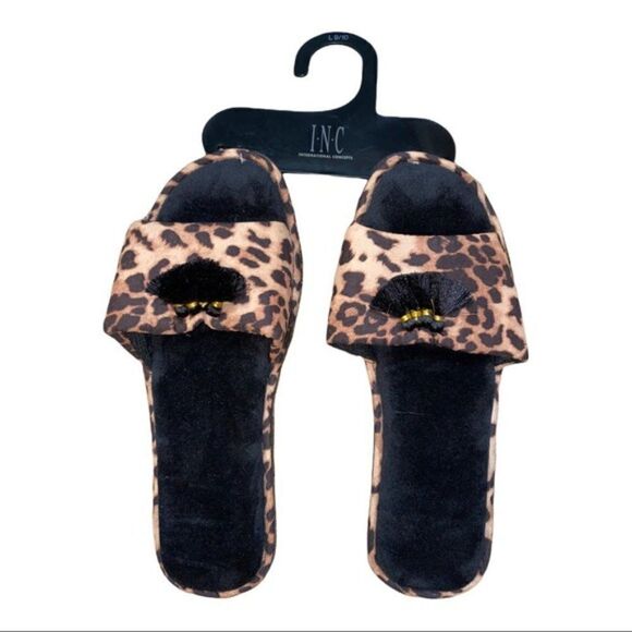INC International Concepts Leopard Tassel Slippers - Picture 2 of 3